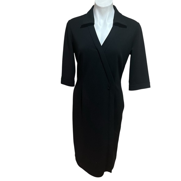 Tahari ASL Black Sheath Dress with Notched Collar - Picture 1 of 12